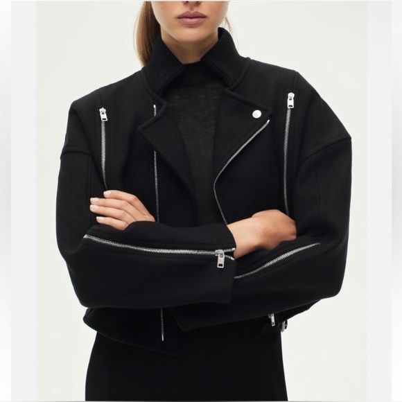 ZARA PREMIUM MANTECO WOOL BLEND BIKER AVIATOR JACKET COAT MEDIUM - Picture 8 of 15